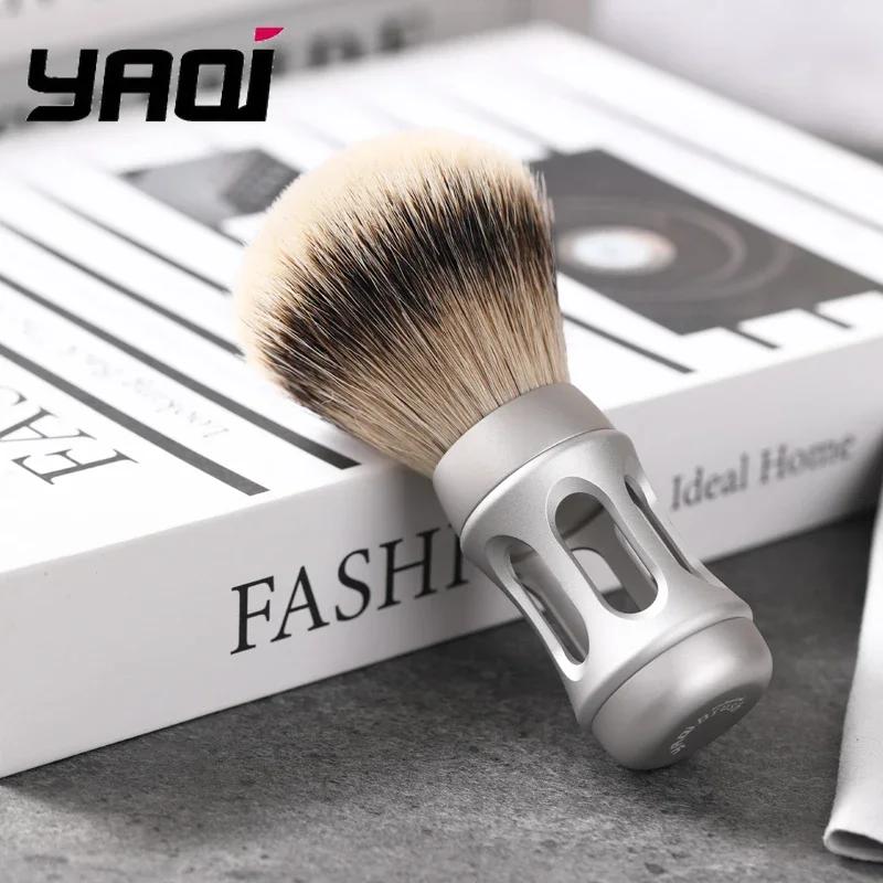 Yaqi Bandstand 24mm Matte Chrome Metal Handle Silvertip Badger Hair Shaving Brush And Shaving Soap Set for Men Grooming Kit