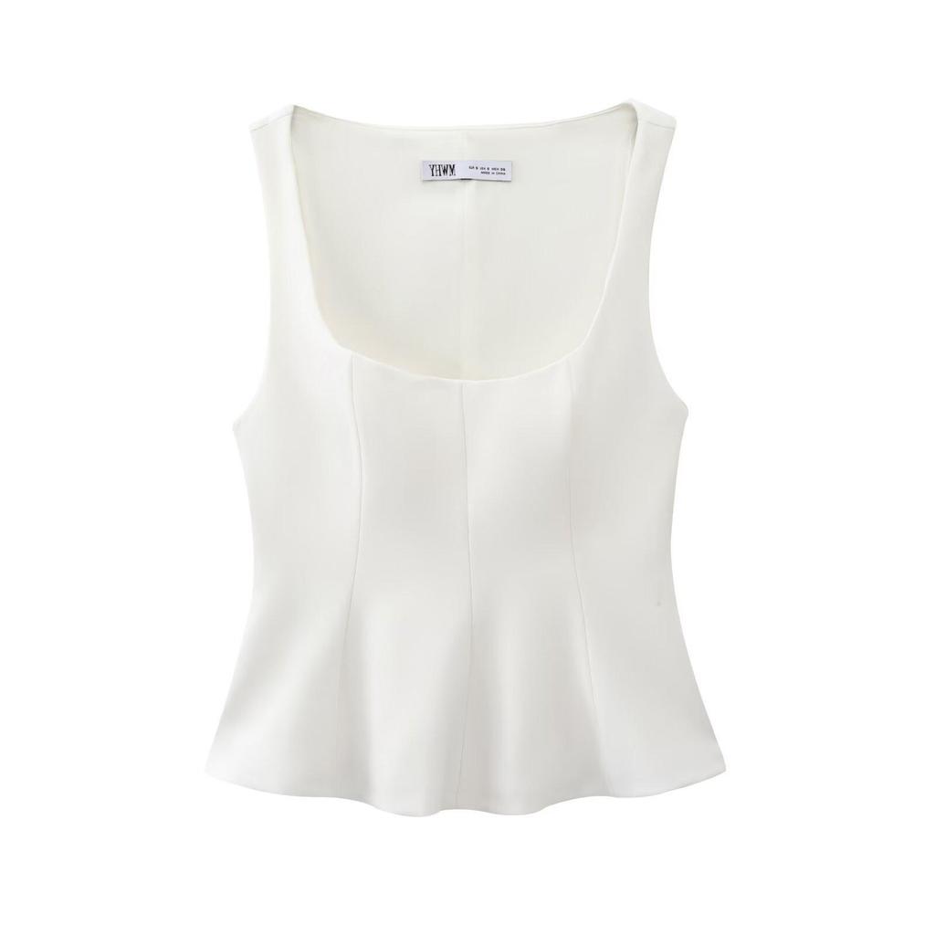 2025 Women's Spring Slimming Elastic Vest with Short Skirt Hem Style