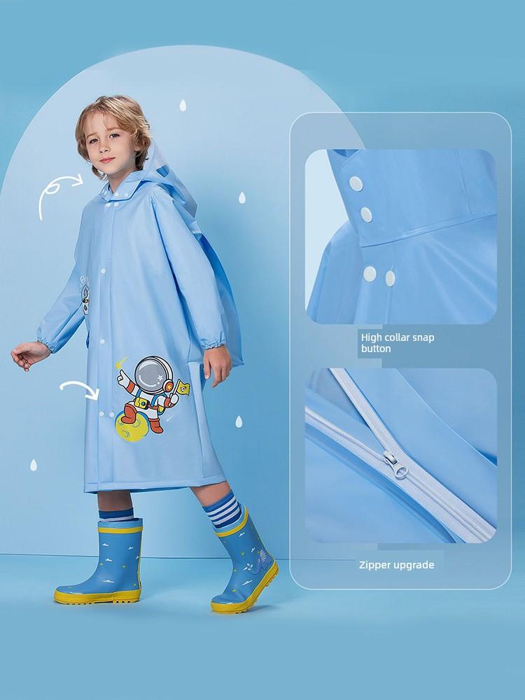 Children's Raincoat for Boys and Girls, Kindergarten and Primary School Students, Full-Body Rain Poncho with Backpack Space, Blue and Pink, Portable
