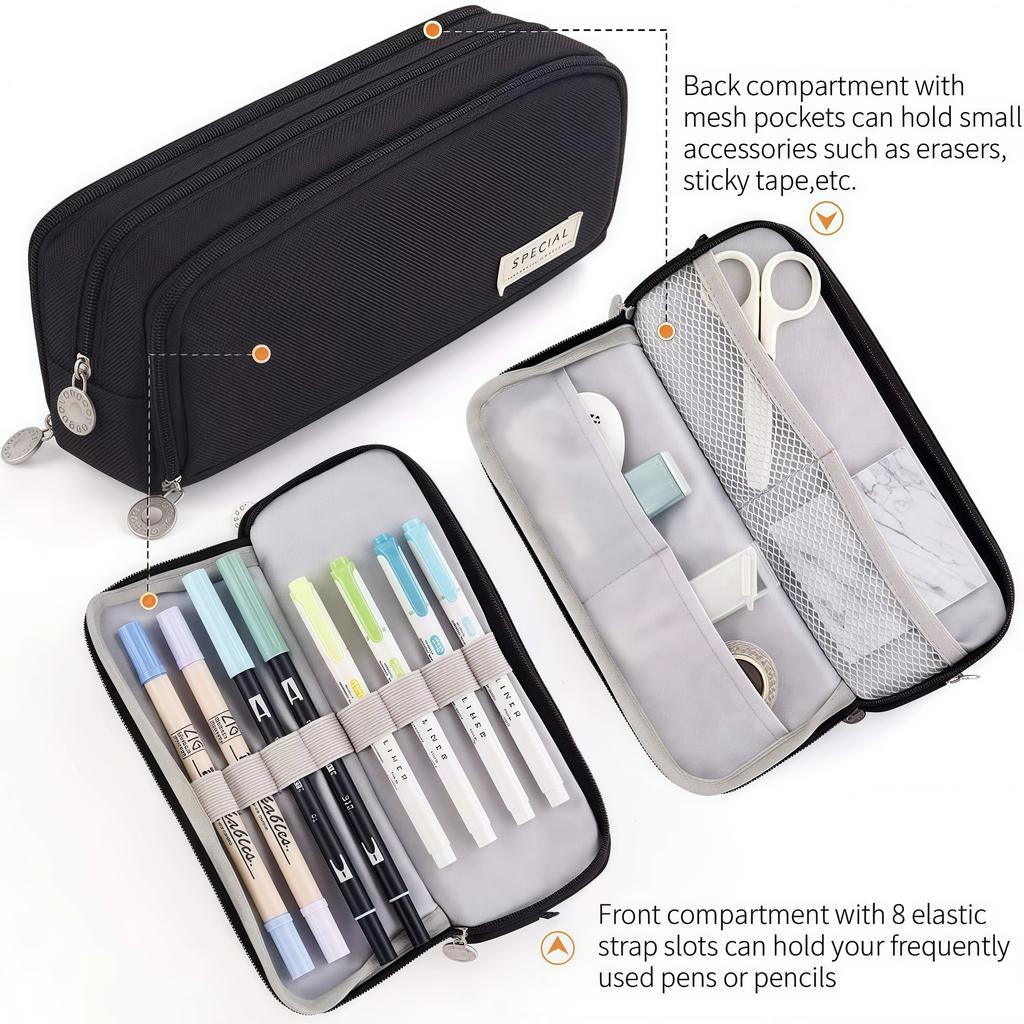 Large-capacity pen case, portable pen case, spacious storage space durable and beautiful, a necessity for students and offices