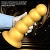 Gold Silicone Soft Bead Anal Plug Extra Large 5-Bead Dilator for Men & Women Prostate Massager Butt Plug Dildo Adult Sex Toy