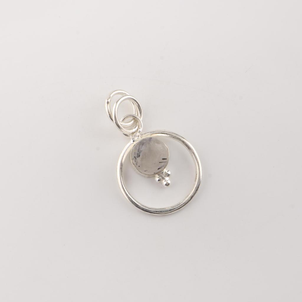 Black Rutile Gemstone 925 Sterling Silver Handmade Jewelry Designer Pendant 1.2" For Her PP-68-33