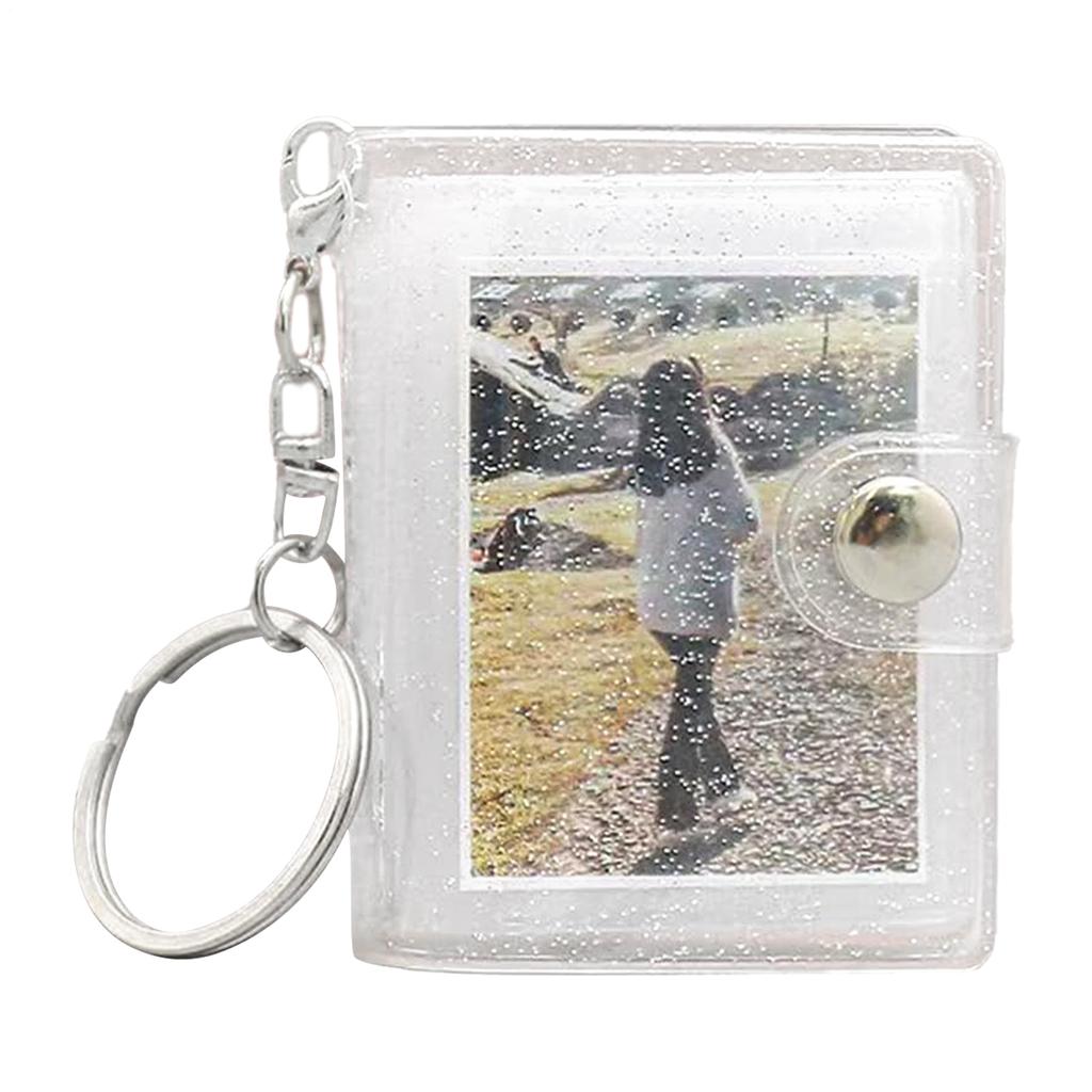 Mini Photo Album Keychain 5x3.5cm 2 Inch Photo Album Transparent Album Binder With 24 Pockets For Kids Wallet Backpack