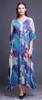 Bimba Purplish Blue Ombre Tie-Dye Ladies Kaftan Holiday Loungewear Maxi Dress Beach