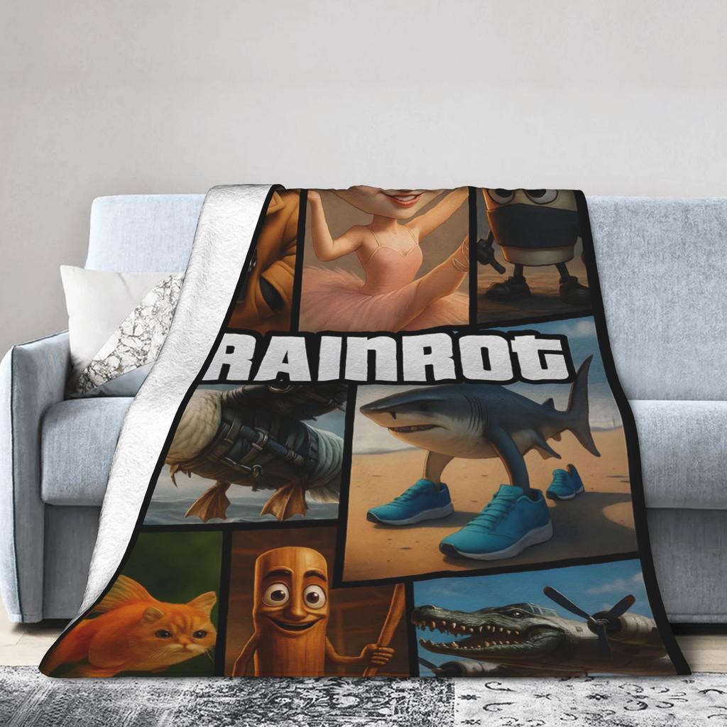 Italian Brainrot Plush Blanket Child  Flannel Throw Blanket For Living Room Super Soft Custom DIY Quality Bedspread Gift Idea