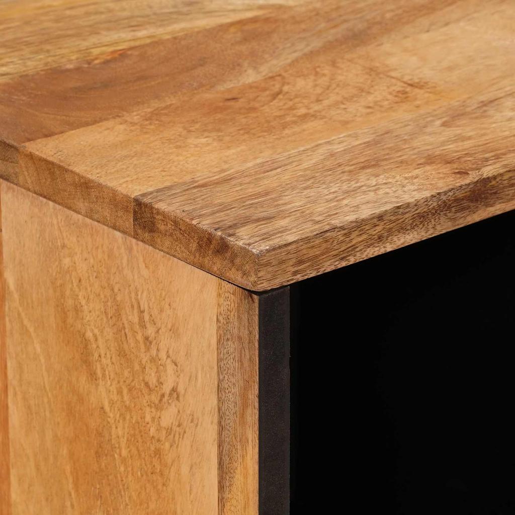 Sideboard with Storage Natural Finish 80 X 33 X 75 Cm Solid Mango Wood