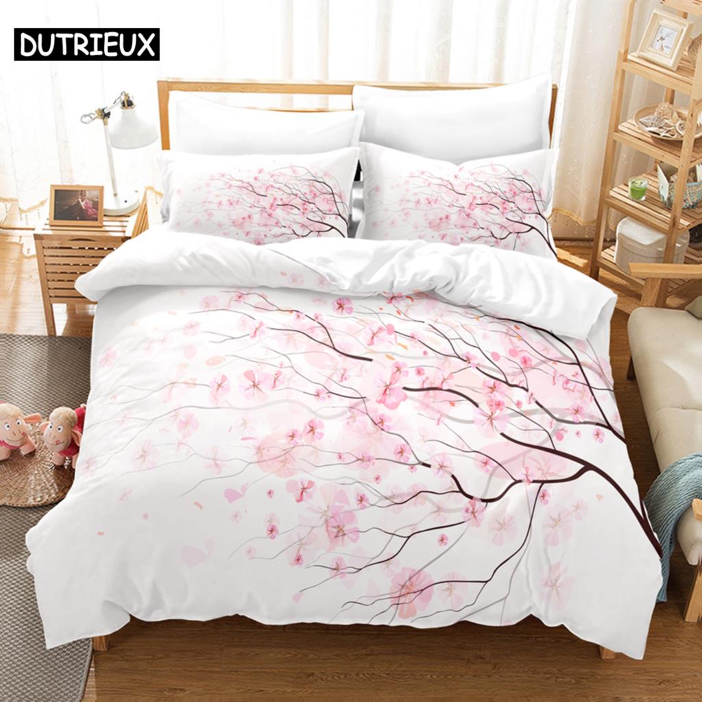 Floral Duvet Cover Sets Double Bed Scenic Quilt Cover Single Bed Queen Bedding Set With Pillowcase 220X240Cm 3Pcs 2Pcs Polyester