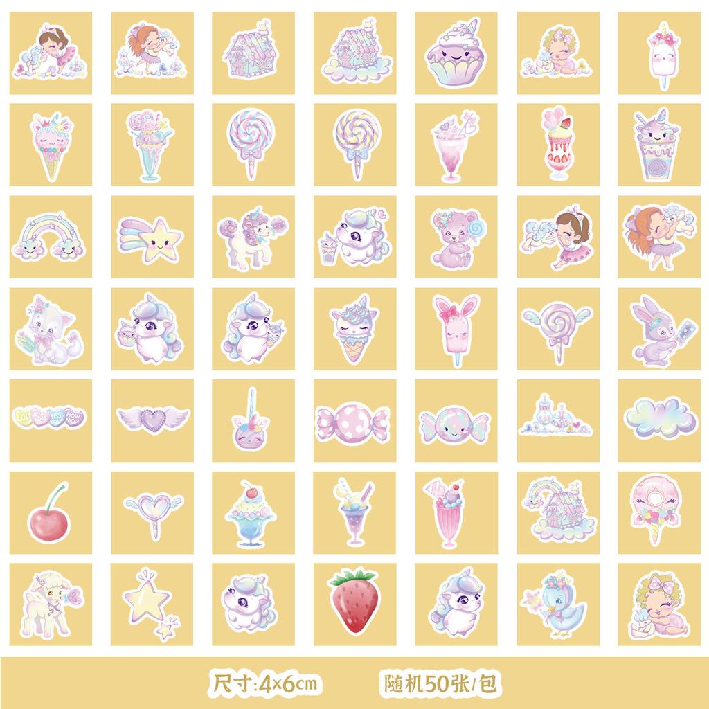 50/100 Cute Wind Unicorn Stickers Mobile Phone Water Cup Waterproof Decorative Stickers Children DIY Hand Account Stickers