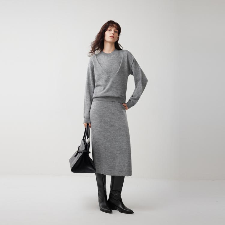 ELLE French Style Sheep Wool Two-Piece Casual Versatile Knit Dress Women dresses L8WLL658