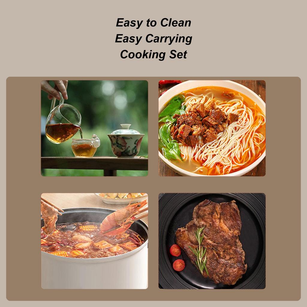 Camping Cookware Stainless Steel Survival Gear With Utensil Camping Cook Pot Set With Carrying Bag For Kitchen Backyard Picnic