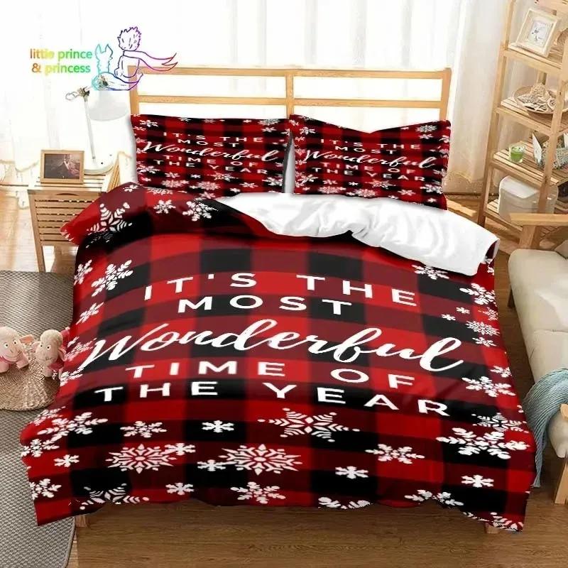Christmas Snow Pattern With Text Bedding Set Single Twin Full Queen King Size Bed Set Aldult Boys Bedroom 3D Print