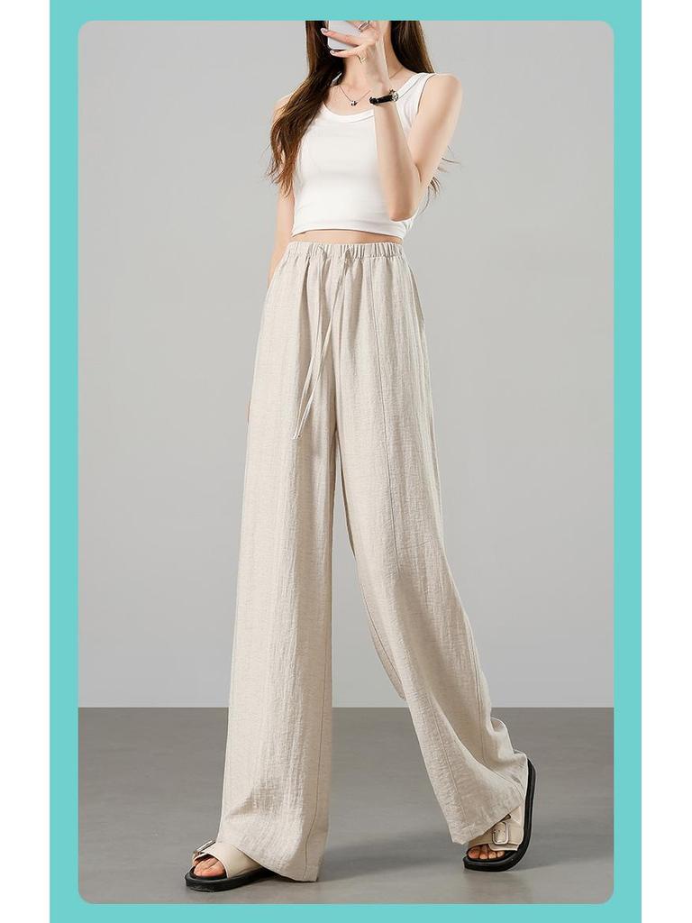 YAMAMOTO Women's Linen Pants - Summer 2026 High Waist, Drapey, Casual, Narrow Straight, Wide-Leg Style.