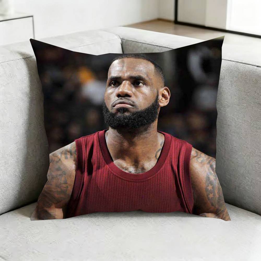 LeBron JJames כרית כדורסל מרובעת כיסוי כרית דו-צדדי לספה כיסוי כרית לחדר שינה ליד המיטה מתנה