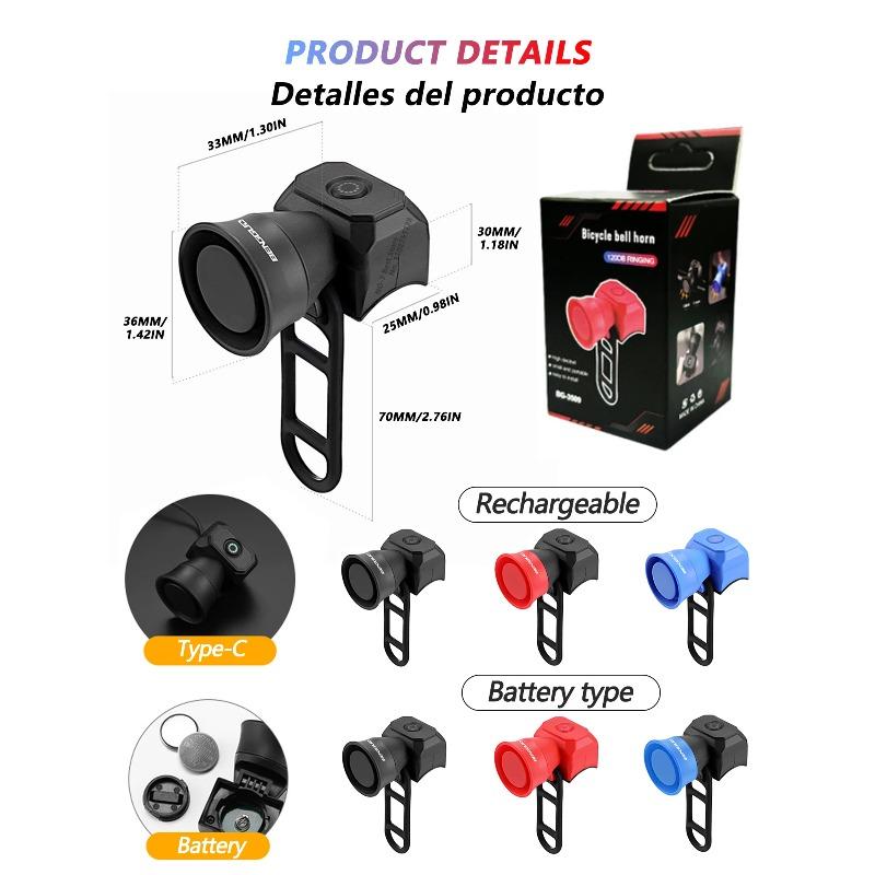 USB Rechargeable Electronic Bike Horn - Waterproof Bicycle Bell for Mountain Bikes & Scooters,Cycling Safety Accessories