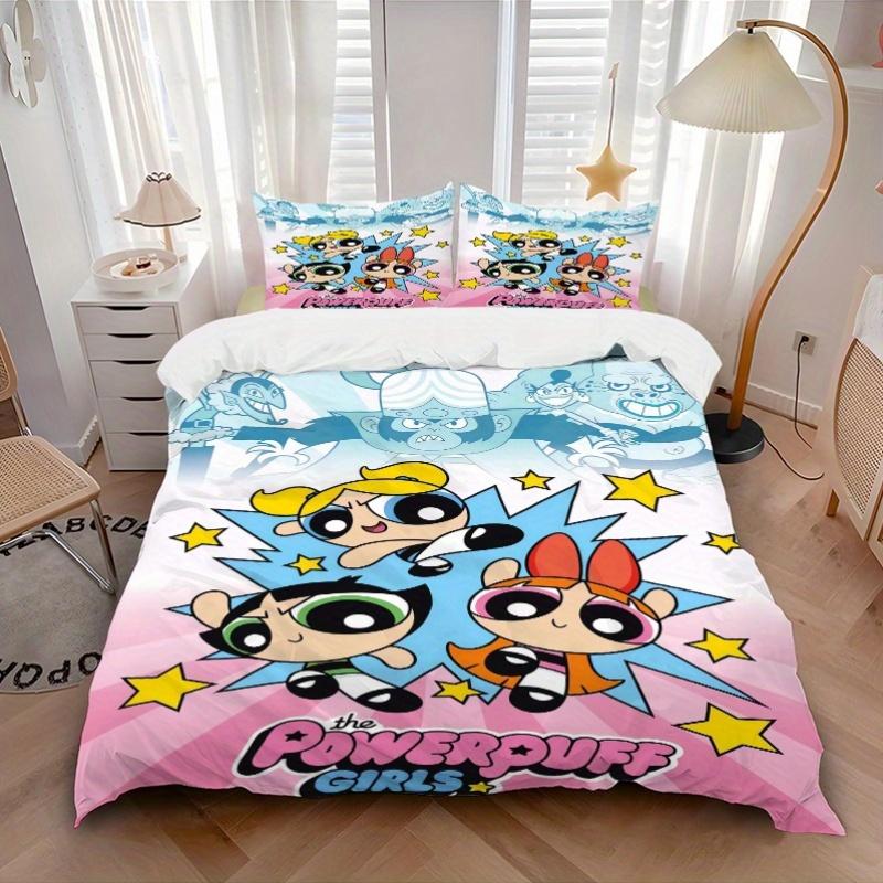 3er Set Coole Powerpuff Girls Bettwäsche - Enthält 1 Bettbezug und 2 Kissenbezüge, Bequeme Bettwäsche mit Stilvollem Design für Schlafzimmer, Machi