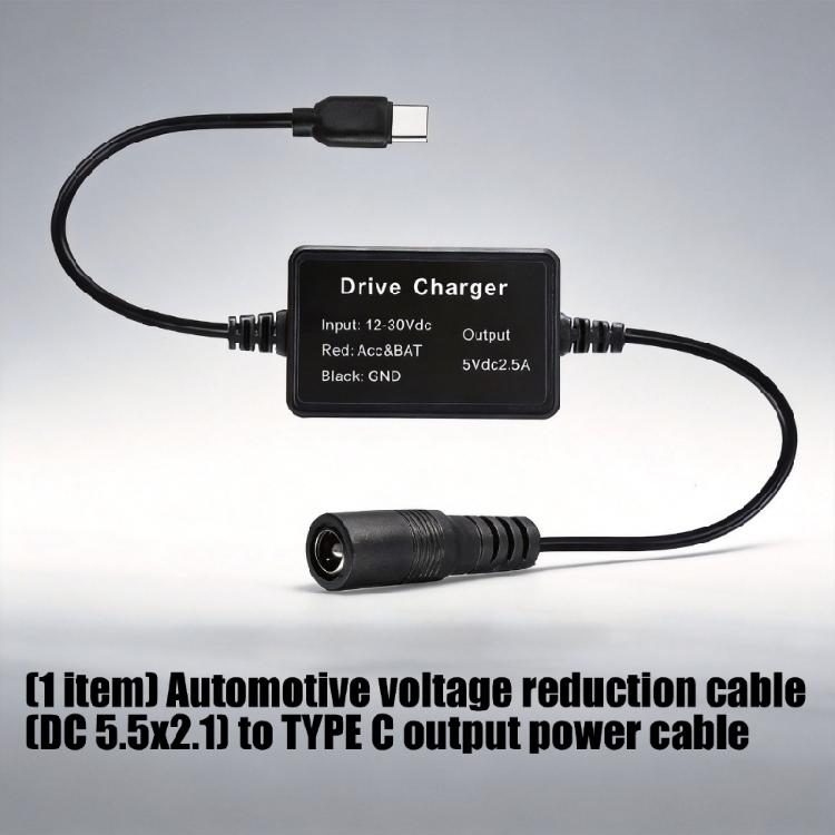 Flexible PVC DC5.5x2.1mm To USB C Power Cable For Dashboard Camera Routers Security Camera USB C Step Down Converter Wire