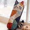 Cat Design Cloth Pencil Case Patchwork Multifunctional Storage Bag for School College Stationery Travel