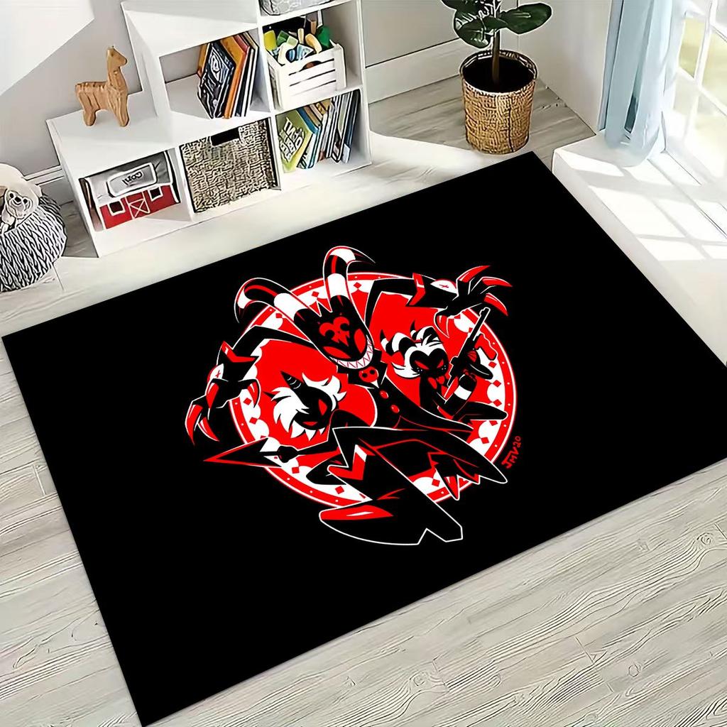 Alfombra de Dibujos Animados 3D H-Helluva Boss Blitzo H-Hazbin Hotel para Dormitorio Sala de Estar Sofá Decoración de Felpudo para el Hogar, Alfombra Antideslizante para el Suelo