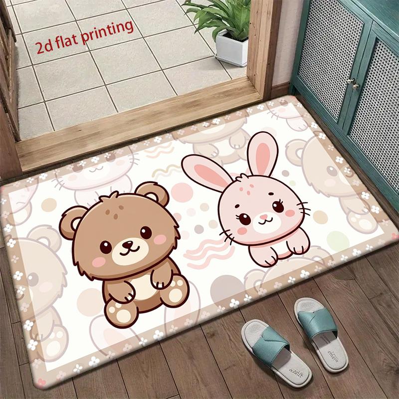 Cute Bear & Bunny Mat Living Room Decoration Home Sofa Non-Slip Carpet Study Bedroom Tatami Children'S Soft Floor Mat