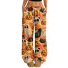 Women's Halloween Print Loose Fit Drawstring Waist Wide Leg Pants for Casual Daily Wear