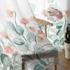 Idyllische Blume Eukalyptus Blätter Gardinen für Wohnzimmer Schlafzimmer Tüll Vorhang für Küche Voile Vorhang Blindplatten