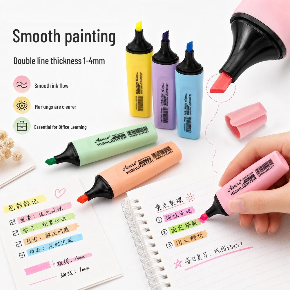 Macaron Fluorescent Pen Set for Journaling, Note-Taking, and Creative Doodling