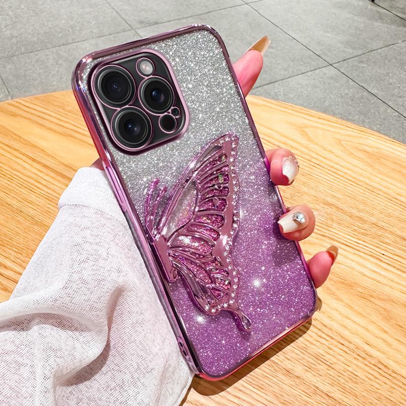 Etui na telefon komórkowy iPhone15 Ruchomy piasek Motyl 14 Apple 16 Promax Gradientowe Brokatowe Silikonowe Etui 13