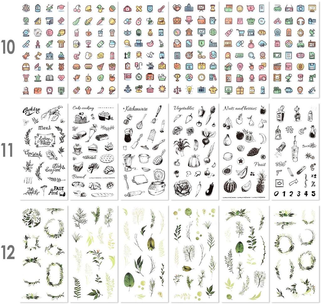 Decorative Sticker Pack for 72 12 Assorted Washi Decorative Adhesive Graffiti Patches Adults 1500+ Designs, Sheets, Themes, Stickers, Stickers,