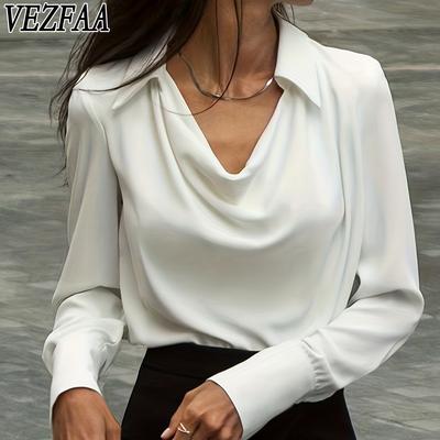 Moda dame ocazional primăvară toamnă imprimeu culoare uni mâneci lungi cu gât POLO Bluze și cămăși