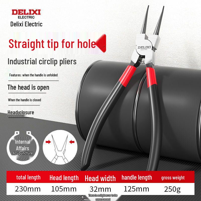 Delixi Electric Industrial Grade Snap Ring Pliers for Internal/External Use - Small Size Expanding Circlip & Spring Retaining Pliers Set.