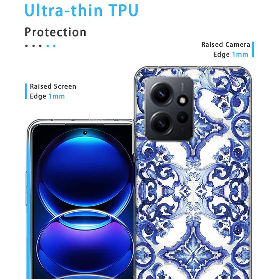Blue white Porcelain Pattern Phone Case For Redmi Note 14 15 Pro 5G 13 12 Pro Plus 11 11T 11E 11S 10 Pro 10S 9 9S Cover Cell Cle
