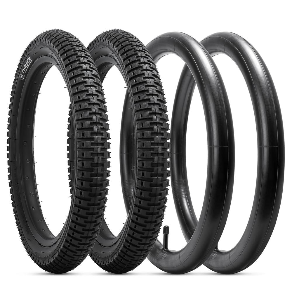 YunSCM Set of Bicycle with 32mm Schrader Suitable for Bikes and Electric Assist 2, 16x2.125 Tires, Tires, 16x2.125 57-305 Tubes, Valve, 57-305 Tires,