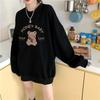 Harajuku new fat MM large size loose printing niche cartoon sweater women's velvet jacket