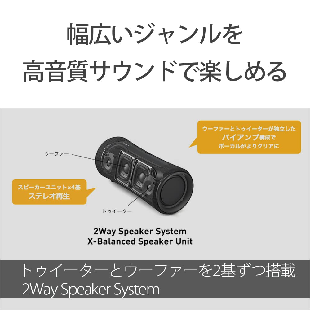 Sony Wireless Speaker SRS-XG300 Waterproof IP67 Balanced, Clear Sound Powerful Sound Long Battery Life of 25 Hours SRS-XG300 BC Black