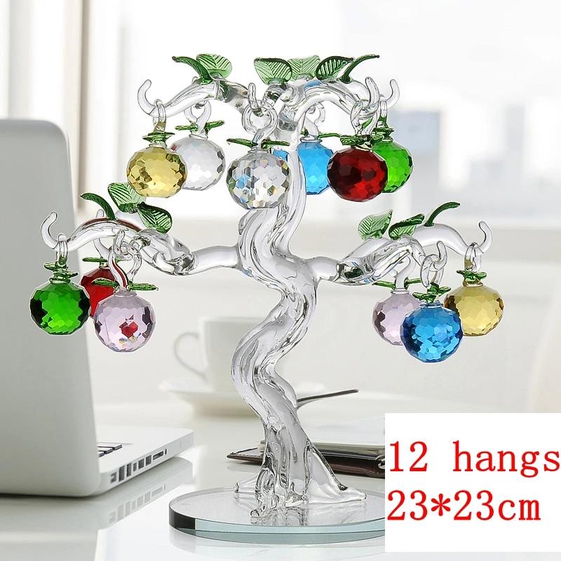 Crystal Apple Tree Ornaments Apples Glass Fengshui Crafts Home Decor Figurines Christmas Gift Souvenir