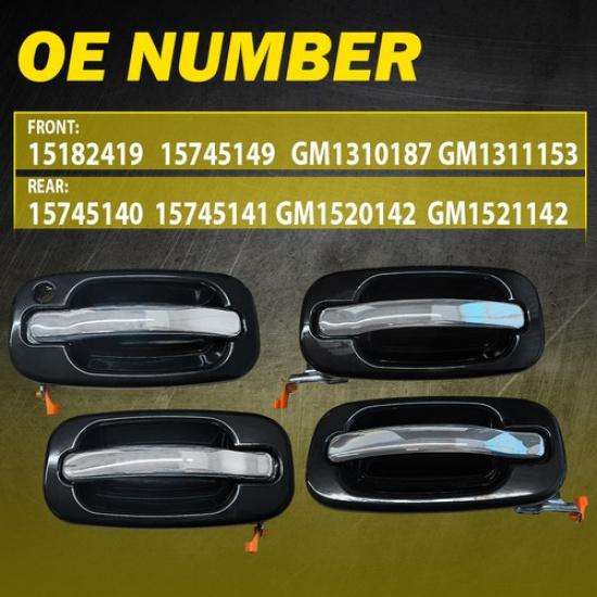 NEW Outer Door Handles Set of 4 Chrome W/ 1 Keyhole for 99-06 Silverado Sierra K