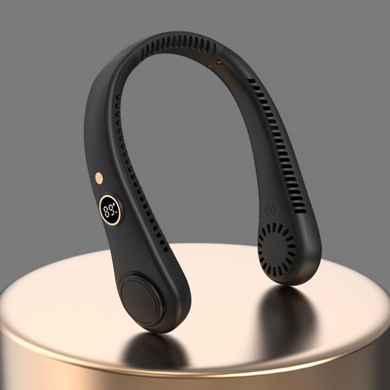 Silent Digital Neck Fan: Leafless, USB Rechargeable, Multi-Speed, Compact Design for Outdoor Sports