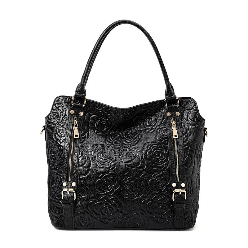 Leather handbag fashion embossed handbag leather temperament one-shoulder crossbody bag