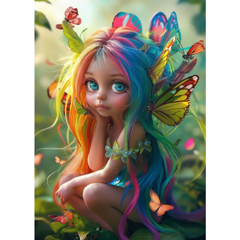 Poster e Stampe di Farfalle Colorate, Fate, Fiori Fantasy, Ragazza dei Fiori, Pittura su Tela, Arte da Parete, Quadro per Soggiorno, Decorazione per la Casa