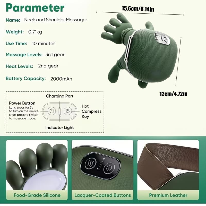 1 Portable Electric Massager with Acupressure and Kneading Device for Massaging Nodules, Suitable for Neck, Back, Shoulder, and Office Use