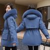 Fleece Thickened Coat Women's New Winter Waist Medium and Long Casual Hooded Parker Cotton Clothes Women