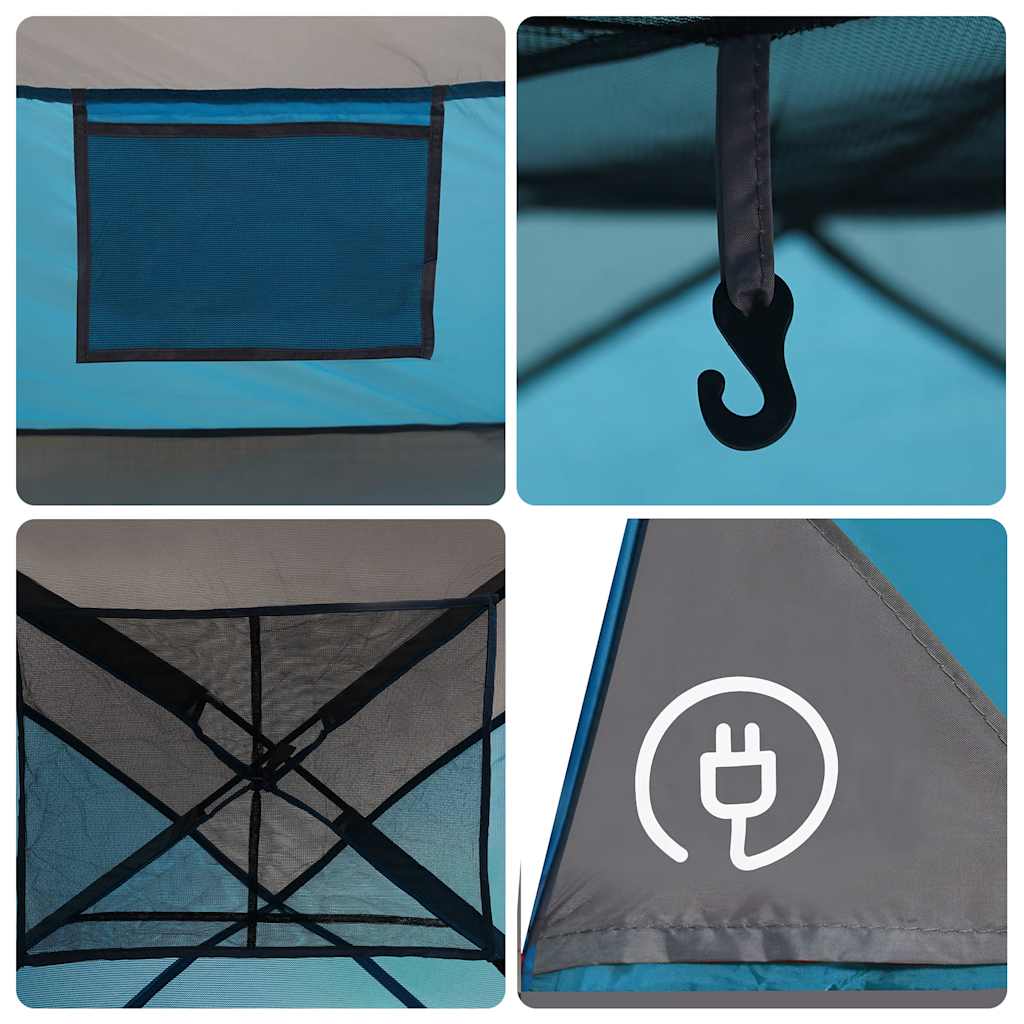 4 Person Camping Tent Blue Waterproof