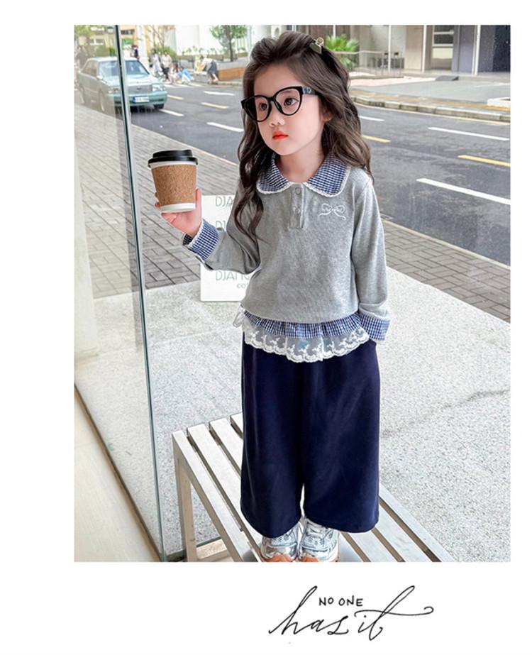 Meng Tang Tang Spring Girls' Color Block Bib Pants & Sweatshirt Set - Baby Korean Style Two-Piece.