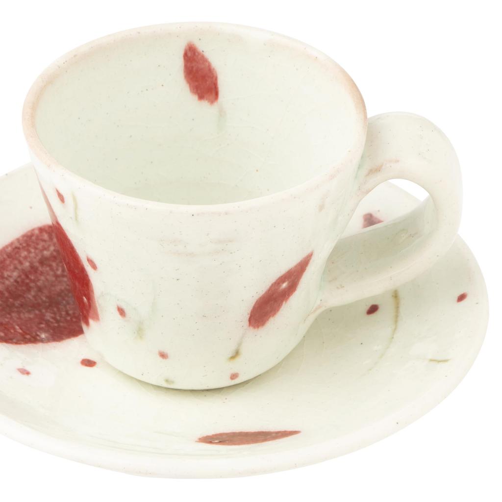 Marui Seito Shigaraki Ware Hechimon Cup & Saucer, 210ml Capacity, Akaha Red, MR-3-4400