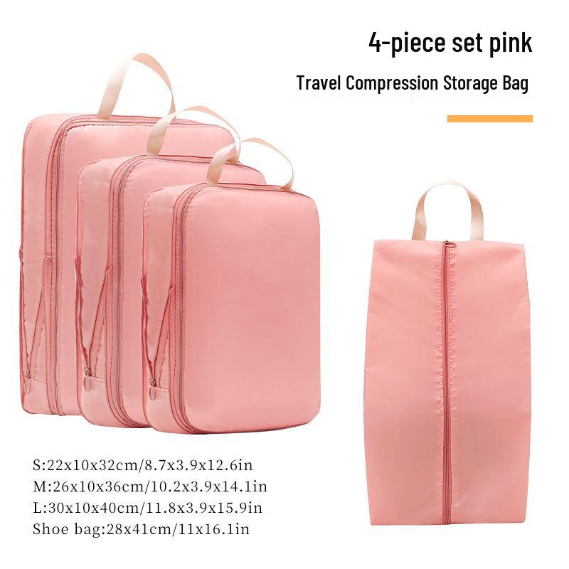 Four-Piece Travel Compression Bag Set for Clothes, Underwear, Toiletries, and Cosmetics