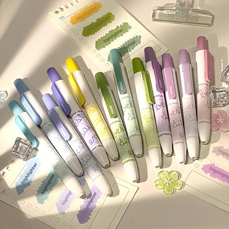 4er-Set Hochleistungs-Klick-Textmarker, 4 Farben, Farbverlauf Blau/Grün/Lila Marker, Leuchtmarker, Augenschonende Textmarker