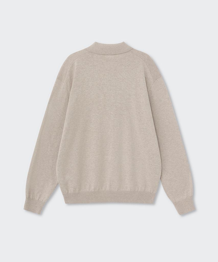 MUSINSA STANDARD Washable Supima Cotton Long Sleeve Knitted Polo Shirt [Oatmeal]
