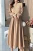 Chubikime Long Long Women's Dress, Knit, Layered, Midi, Sleeve, A-Line, Slimming, Ribbon, Stylish, Casual, Fall/Winter/Spring
