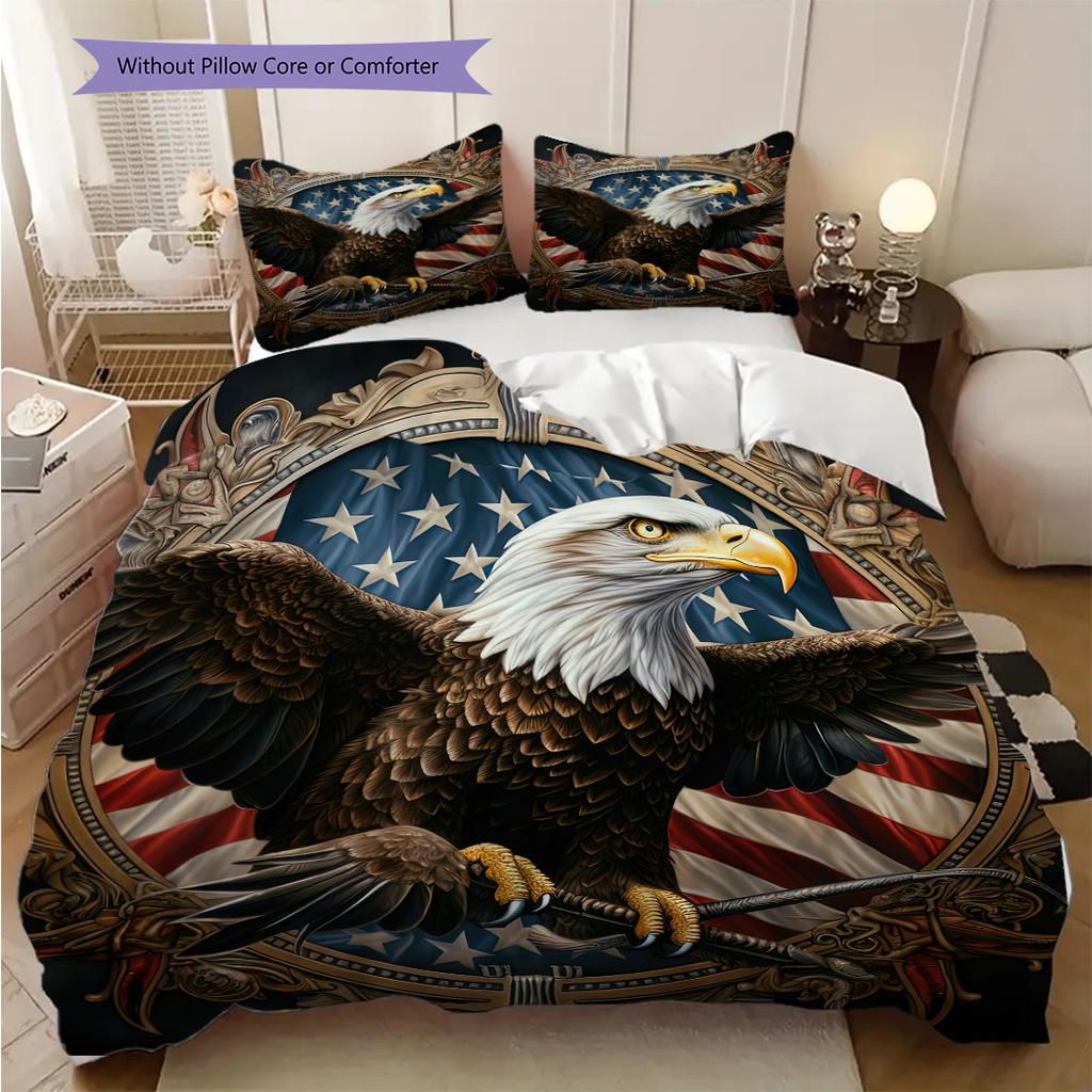 American Bald Eagle Poster Bedding, Duvet Cover, Pillowcase, Home Decoration, Birthday Gift (1 * Duvet Cover+2 * Pillowcase, Coreless)
