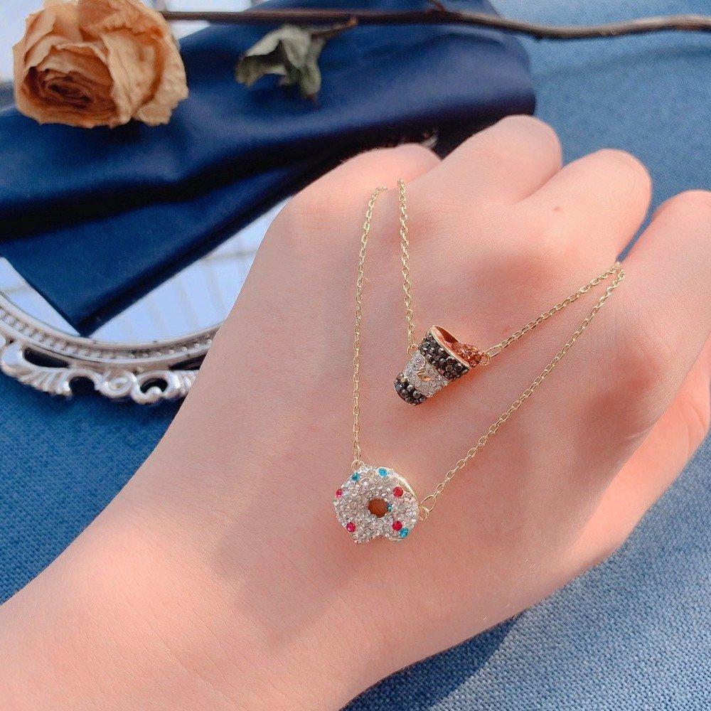Swarovski Donut & Coffee Gold-Plated Necklace Set 5459142